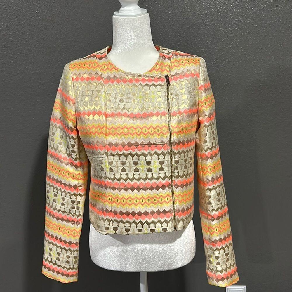 Mustard Seed Geometric Aztec Metallic Jacket M